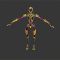 Futuristic Robot Character With Black And Orange Mechanical Structure Standing Pose 3d model