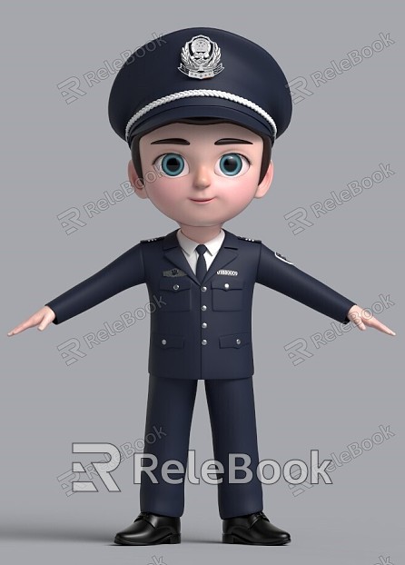 Cartoon Characters Police Uncle model