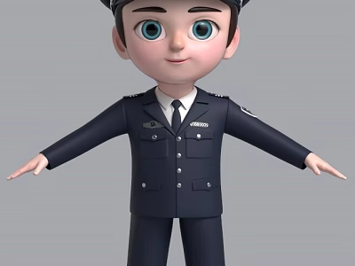 Cartoon Characters Police Uncle 3d model