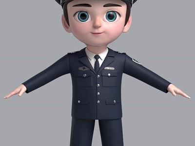 Cartoon Characters Police Uncle model