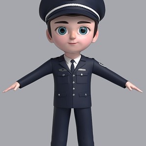 Cartoon Characters Police Uncle 3d model