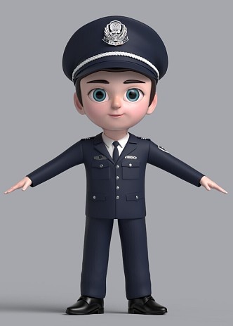 Cartoon Characters Police Uncle 3d model