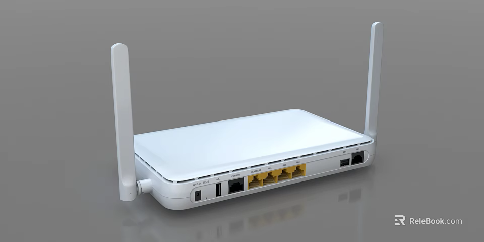 White Wireless Router With Dual Antennas Multiple Ethernet Ports And Sleek Design For Home Office 3d model 