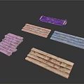 Different Textured Stone Step Designs Featuring Rectangular And Stair Shapes 3d model