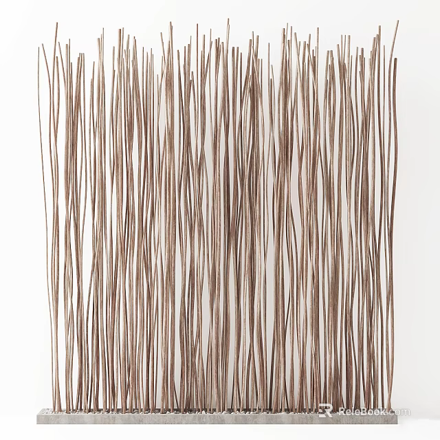 Brown Vertical Slender Strip Room Divider For Modern Home Interior Decor 3d model 