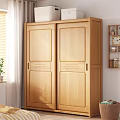 Minimalist Wooden Wardrobe Interior With Double Door Design And Light Wood Tone