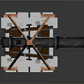 Pixel Art Cannon Model With Orange Stand Black Body And White Base