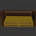 Classic Red Leather Sofa With Tufted Design And Nailhead Trim Details