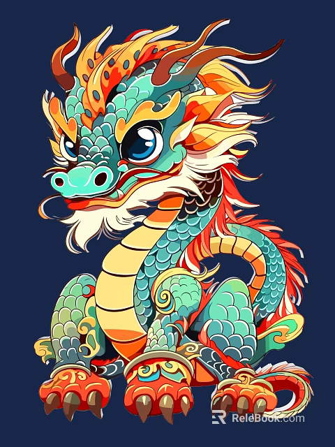 Intricate Carving Of Colorful Dragon With Artistic Scales And Curled Body 3d model 