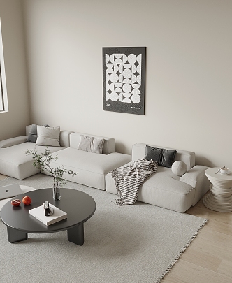 Modern three-seat corner sofa hanging picture 3d model