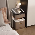 Modern Bedroom Side Table With Lamp Tray And Storage Drawers Beside Bed