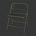 Vintage Turquoise Folding Leisure Chair with Upholstered Seat Metal Frame and Distressed Design