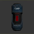 Futuristic Blue Handheld Weapon With Red Component And Tactical Metallic Design