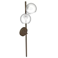 Modern Minimalist Wall Lamp With Metal Rod Two White Spherical Lampshades And Brown Base