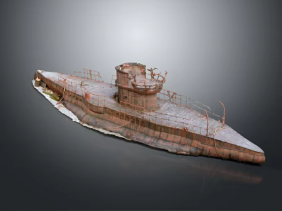 Rusty Abandoned Yacht With Weathered Hull And Railings 3d model