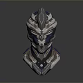 Silver And Blue Ornate Weapon With Intricate Metallic Design Details