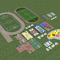 Various Outdoor Sports Facilities Layout Including Track Field Football Court And Playground