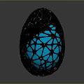 Mystical Creature Egg With Black Shell And Blue Glowing Interior