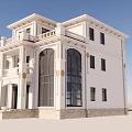Elegant Two Story White Detached Villa Exterior With Large Windows Garden And Pool
