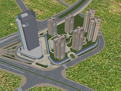Modern Urban Residential Complex With High Rise Buildings And Green Spaces 3d model