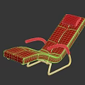 Glossy Red Leather Modern Lounge Chair Featuring Metal Frame And Comfortable Armrests Design