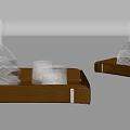 Decorative Accessory Set Featuring Leather Tray Liquor Bottle Glass Cups and Ice Cubes