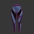 Fashionable Blue And Black Color Block Leggings With Waist Belt And Side Buckles