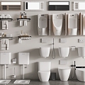 Modern toilet squat toilet bathroom products combination 3d model