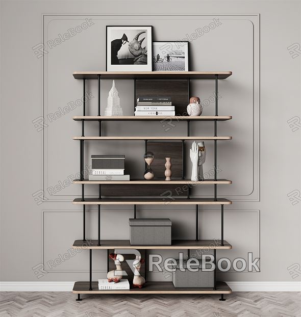 Modern Storage Rack Decorative Rack Ornament Combination model