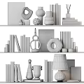 Modern Home Decorative Ornament Set With Black White Sculptures Books Photo Frames And Candle Holders