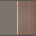 Modern Wall Paneling with Gray Vertical Stripes and Brown Geometric Patterns 3d model