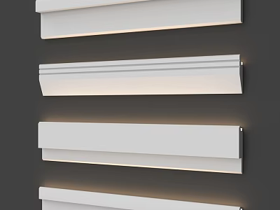 Modern White Decorative Wall Moldings With Illuminated Design On Dark Background 3d model