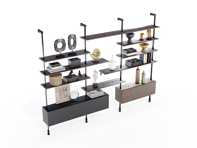 Open shelf bookcase display rack 3d model