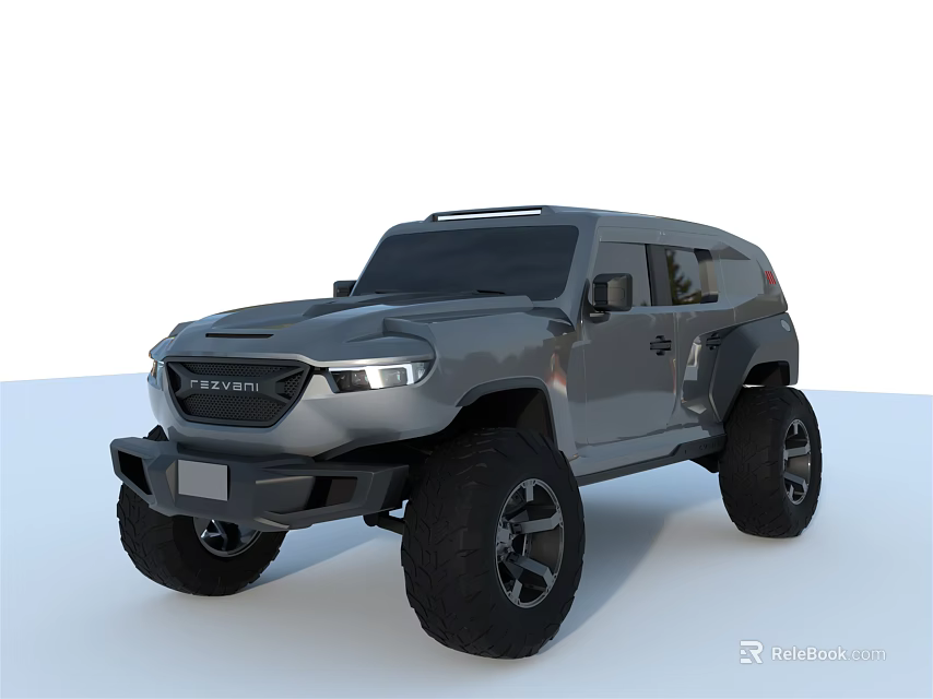 Gray Off Road Vehicle With Large Tires Bold Front Design And Sturdy Exterior 3d model 