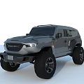Gray Off Road Vehicle With Large Tires Bold Front Design And Sturdy Exterior