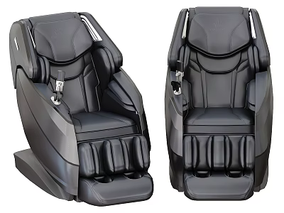 Black Leather Massage Chair with Modern Design and Full Body Massage Functions 3d model