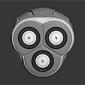 Modern Electric Shaver With Three Blades Gray Blue Design And Ergonomic Handle For Household Use