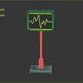 Blue Medical Monitoring Device With Stand And Screen Displaying Yellow Waveform