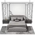 Modern Background Double Bed Double Bedding Combination 3d model