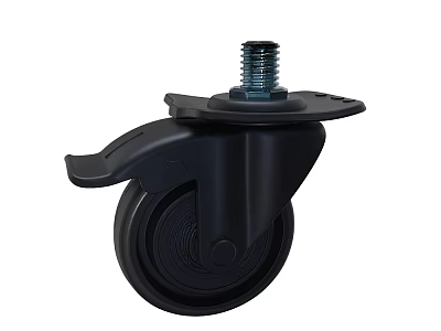 Black Swivel Caster Wheel With Metal Screw And Durable Base 3d model