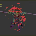 Dynamic Sword Wielding Mech Character With Pink Energy Splashes In Game Movie