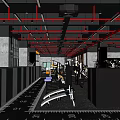 Modern Fitness Gym Featuring Treadmills Dumbbells Large Windows Red Pipes And Black Floor
