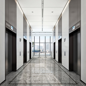 modern elevator hall 3d model