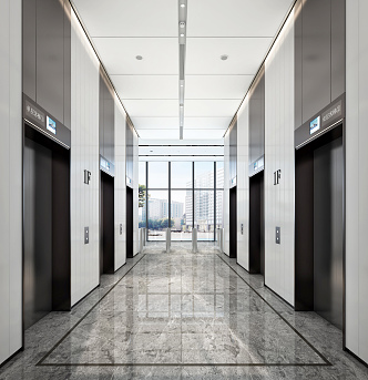 modern elevator hall 3d model