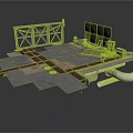 Industrial Platform Structure With Metal Frame Panels And Mechanical Pipes