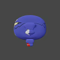 Cute Blue Chubby Cartoon Character With White Eyes Yellow Belly And Red Shoes