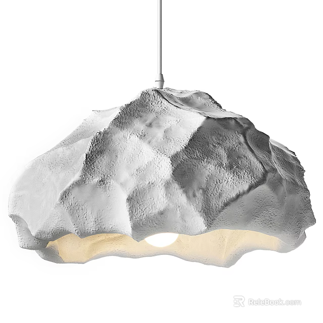 Unique Design Modern Pendant Light with Irregular Texture Silver Gray and Warm Light 3d model 
