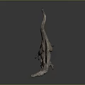 Detailed Gray Sail Backed Dinosaur Model in Standing Pose With Textured Skin