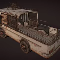 Old Rusty Truck With Snow Plow Worn Out Appearance And Barbed Wire
