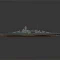 Large Classic Battleship Model Naval Vessel With Deck Turrets And Upper Structure 3d model